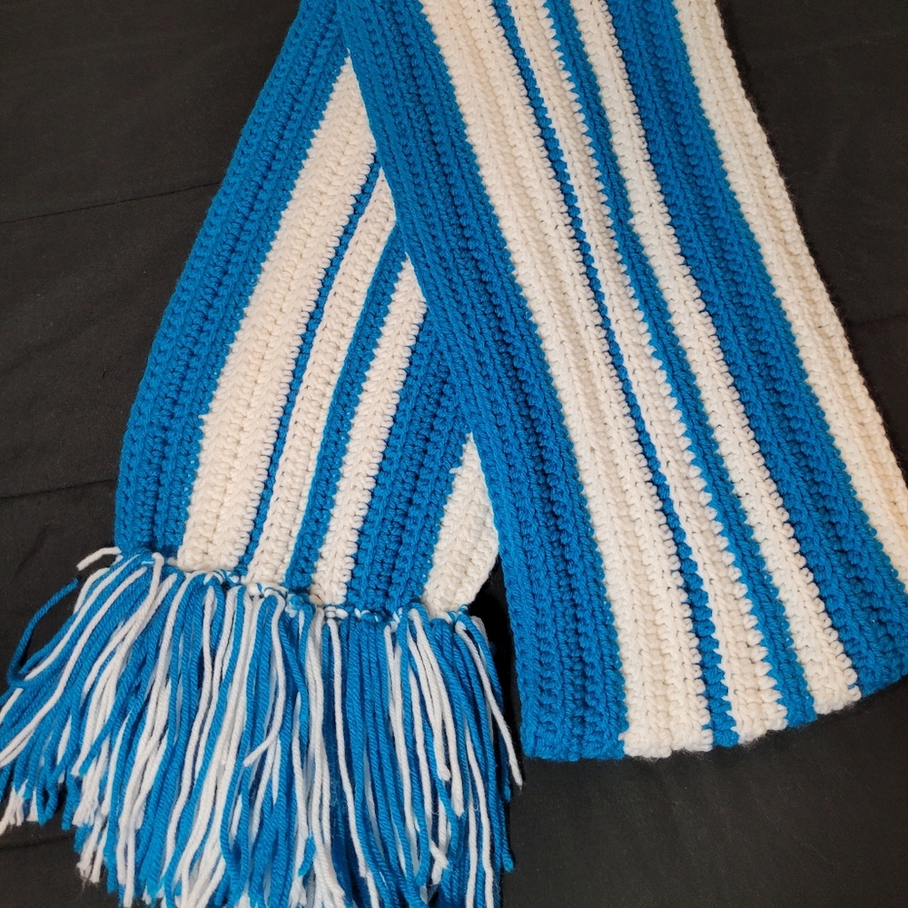 Blue White Handnitted Scarf
